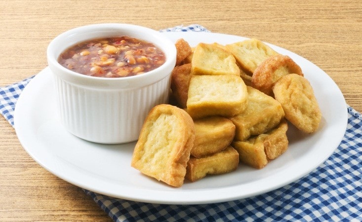 Air Fried Tofu with Peanut Dipping Sauce