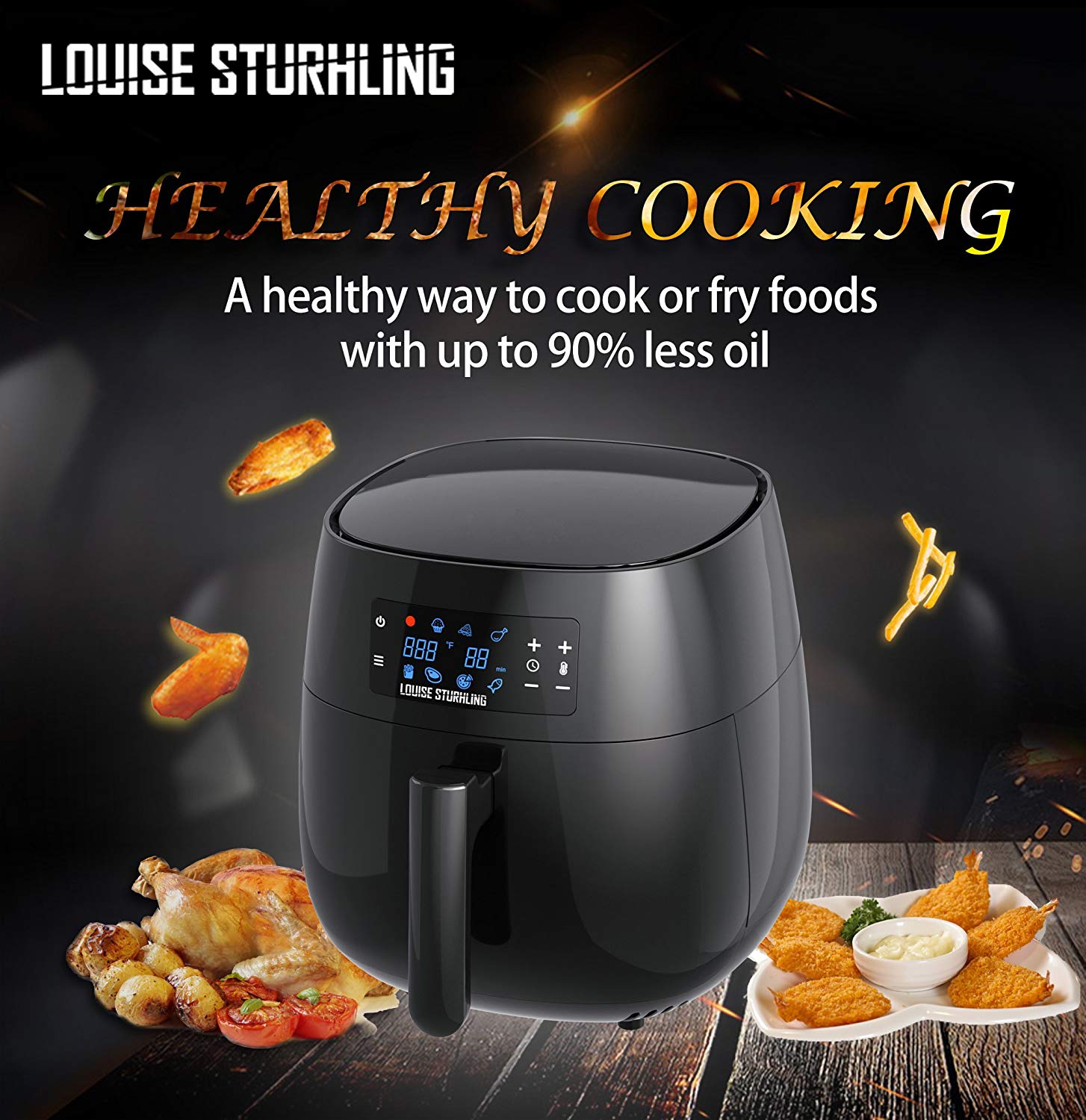 LOUISE STURHLING All-Natural Healthy Ceramic Coated 4.0 Liter Air Fryer