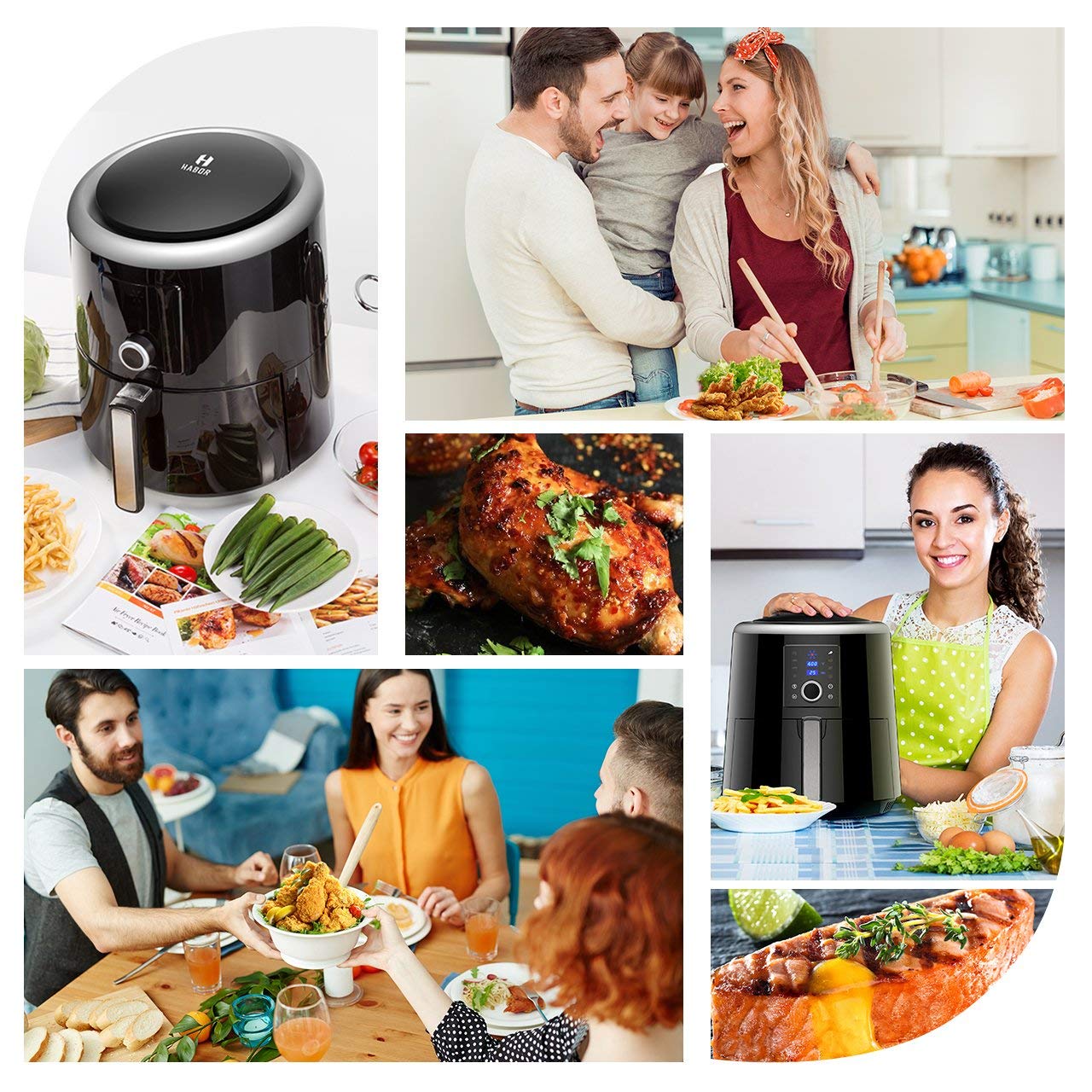 Digital TouchScreen 6QT Oilless Air Fryer Oven Habor Upgraded Air Fryer XL Detachable Basket Dishwasher Safe 8 Cooking Presets Electric Hot Air Cooker with Heat Preservation Function 