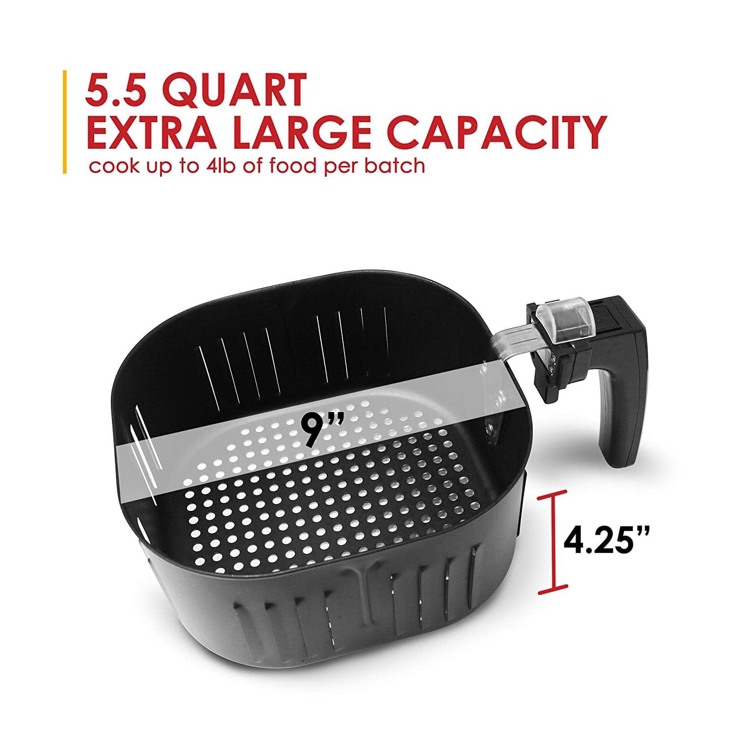 Elite Platinum Air Fryer with Adjustable Timer & Temperature - 6.5 qt